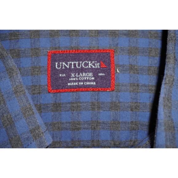 UNTUCKit Blue Checkered Button-Down Shirt - Size XL - Picture 3 of 4
